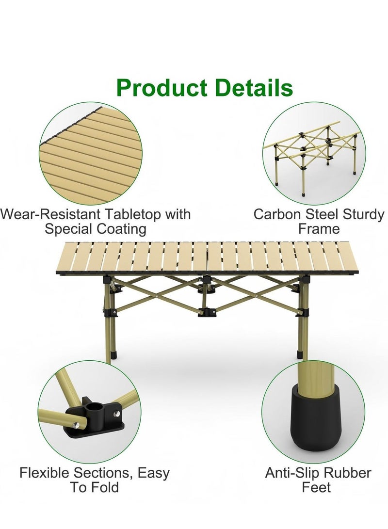 السيميا طاولة كبيرة قابلة للطي، طاولة تخييم محمولة، طاولة نزهة، طاولة ظهر مع جيب تخزين مقاوم للماء، للشواء في الهواء الطلق، الطهي، النزهات، الشاطئ، التخييم والشاطئ - Image 3